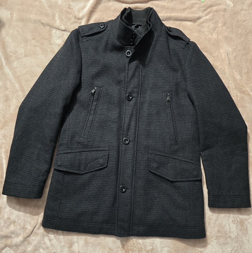 BOSS HUGO Boss Cassman coat wool blend zip/button front pockets lined men 40R